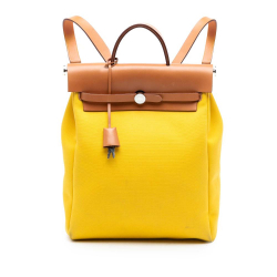 Hermès B Hermès Yellow with Brown Canvas Fabric Toile Herbag A Dos Zip Retourne Backpack France