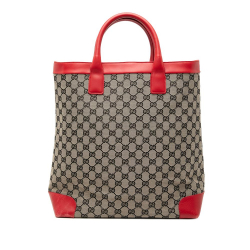 Gucci B Gucci Gray Canvas Fabric GG Tote Italy