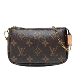 Louis Vuitton B Louis Vuitton Brown Monogram Canvas Fabric Monogram Mini Pochette Accessoires Spain
