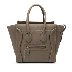 Celine B Celine Brown Taupe Calf Leather Micro Luggage Tote Italy