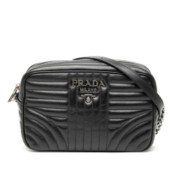 Prada B Prada Black Calf Leather Soft skin Diagramme Camera Bag Italy