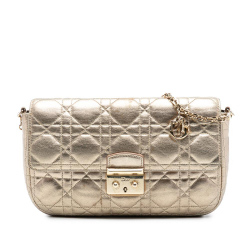 Christian Dior Dior Gold Metallic Lambskin Cannage Miss Dior Promenade Crossbody Italy