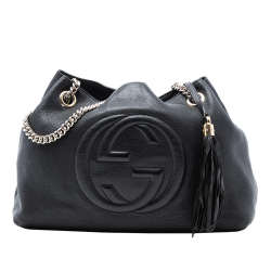 Gucci B Gucci Black Calf Leather Medium Soho Chain Tote Italy
