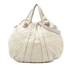 Gucci B Gucci White Calf Leather Large Guccissima Hysteria Satchel Italy
