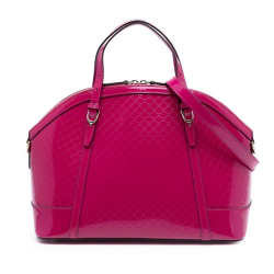 Gucci AB Gucci Pink Dark Pink Patent Leather Leather Large Microguccissima Patent Nice Dome Satchel Italy