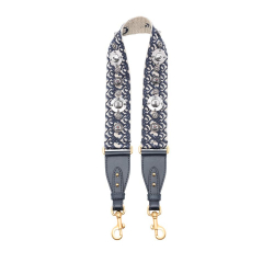 Christian Dior AB Dior Blue Navy Canvas Fabric Oblique Embroidered Studded Bag Strap Italy