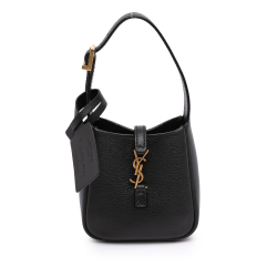 Saint Laurent AB Saint Laurent Black Calf Leather Micro Grained skin Supple Le 5 a 7 Handbag Italy