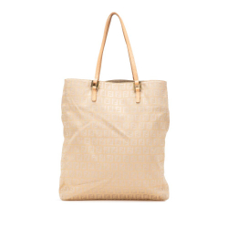 Fendi B Fendi Brown Beige Canvas Fabric Zucchino Tote Italy
