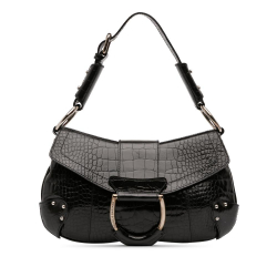 Dolce&Gabbana B Dolce & Gabbana Black Calf Leather Embossed Flap Shoulder Bag Italy