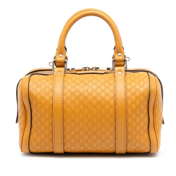 Gucci B Gucci Yellow Mustard Calf Leather Small Microguccissima Joy Boston Bag Italy