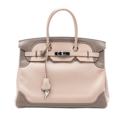 Hermès AB Hermès Brown Beige Canvas Fabric Swift Ghillies Birkin Retourne 35 France