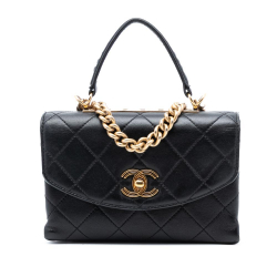 Chanel B Chanel Black Lambskin Leather Leather Small Quilted Lambskin Trendy Spirit Top Handle Bag Italy