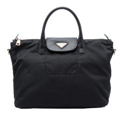 Prada B Prada Black Nylon Fabric Saffiano Trimmed Tessuto Satchel Turkey