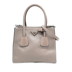 Prada B Prada Brown Taupe Calf Leather Small City Twin Pocket Satchel Spain