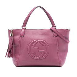 Gucci B Gucci Purple Calf Leather Small Pebbled Soho Cellarius Satchel Italy