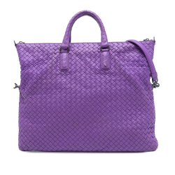 Bottega Veneta B Bottega Veneta Purple Nappa Leather Leather Medium Nappa Intrecciato Convertible Tote Italy