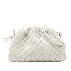 Bottega Veneta White Nappa Intrecciato The Mini Pouch Crossbody Italy
