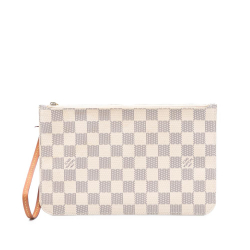 Louis Vuitton B Louis Vuitton White Damier Canvas Fabric Damier Azur Neverfull MM Pouch France