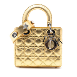 Christian Dior AB Dior Gold Calf Leather Small Metallic Grained skin Cannage My ABCDior Lady Dior Italy