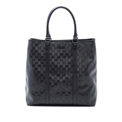 Gucci AB Gucci Black Coated Canvas Fabric GG Imprime Joy Vertical Tote Italy