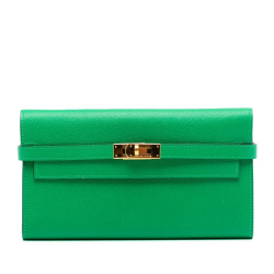 Hermès AB Hermès Green Calf Leather Epsom Kelly Longue Wallet France
