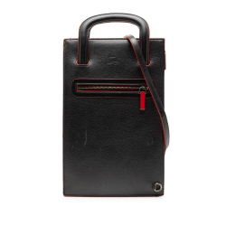 Christian Louboutin B Christian Louboutin Black with Red Calf Leather Trick Track Satchel Italy