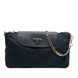 Prada B Prada Black Nylon Fabric Saffiano Trimmed Tessuto Chain Crossbody India