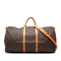 Louis Vuitton B Louis Vuitton Brown Monogram Canvas Fabric Monogram Keepall Bandouliere 60 France