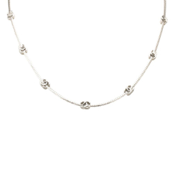 Chanel AB Chanel Silver Silver Plated Metal CC Station Necklace France