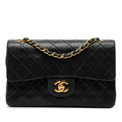 Chanel B Chanel Black Lambskin Leather Leather Small Classic Lambskin Double Flap France