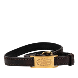 Louis Vuitton B Louis Vuitton Brown Dark Brown Calf Leather Articles de Voyage Sign It Bracelet Spain