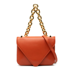 Bottega Veneta B Bottega Veneta Orange Dark Orange Calf Leather Small Mount Envelope Chain Bag Italy