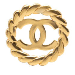 Chanel B Chanel Gold Gold Plated Metal CC Round Brooch France
