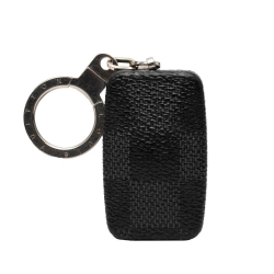 Louis Vuitton B Louis Vuitton Black Damier Canvas Fabric Damier Graphite Astropill Key Chain Italy