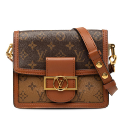 Louis Vuitton B Louis Vuitton Brown Monogram Canvas Fabric Monogram Reverse Mini Dauphine Italy