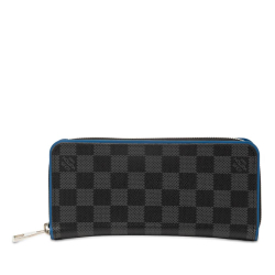 Louis Vuitton B Louis Vuitton Black Damier Canvas Fabric Damier Graphite Vertical Zippy Wallet Spain