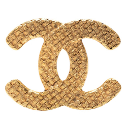 Chanel AB Chanel Gold Gold Plated Metal CC Woven Brooch France