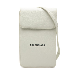 Balenciaga B Balenciaga White Calf Leather Cash Phone and Card Holder Italy