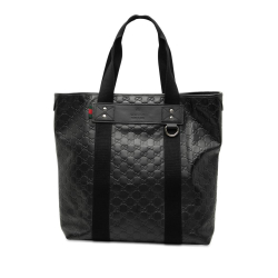 Gucci B Gucci Black Calf Leather Guccissima Web Tote Italy