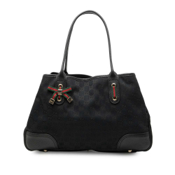 Gucci B Gucci Black Canvas Fabric GG Princy Tote Italy