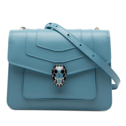 Bvlgari AB Bvlgari Blue Light Blue Calf Leather Serpenti Forever Crossbody Italy