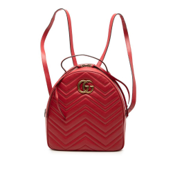 Gucci B Gucci Red Calf Leather Small GG Marmont Matelasse Backpack Italy