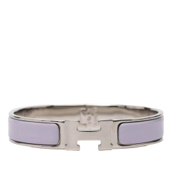 Hermès B Hermès Purple Light Purple with Silver Enamel Other Clic H Bracelet GM France