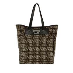Fendi B Fendi Brown Dark Brown Canvas Fabric Zucchino Tote Italy