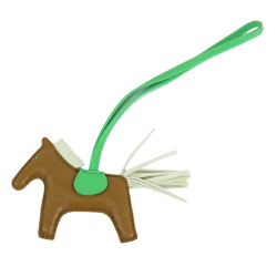 Hermès Brown Milo Lambskin and Swift Grigri Rodeo Pegase Bag Charm PM France