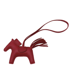 Hermès AB Hermès Red Dark Red Lambskin Leather Leather Milo Lambskin GriGri Rodeo Bag Charm PM France