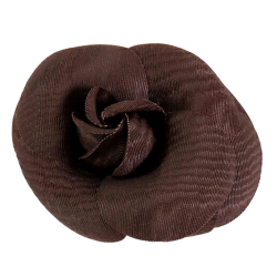 Chanel B Chanel Brown Dark Brown Nylon Fabric Camellia Brooch France