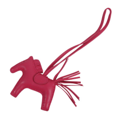 Hermès AB Hermès Pink Dark Pink Calf Leather Milo Lambskin Grigri Rodeo Bag Charm PM France