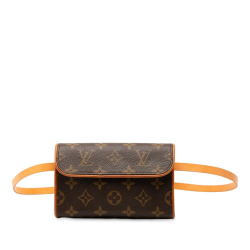 Louis Vuitton AB Louis Vuitton Brown Monogram Canvas Fabric Monogram Pochette Florentine France