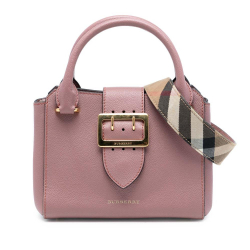 Burberry B Burberry Pink Calf Leather Small Grained Buckle Tote Italy